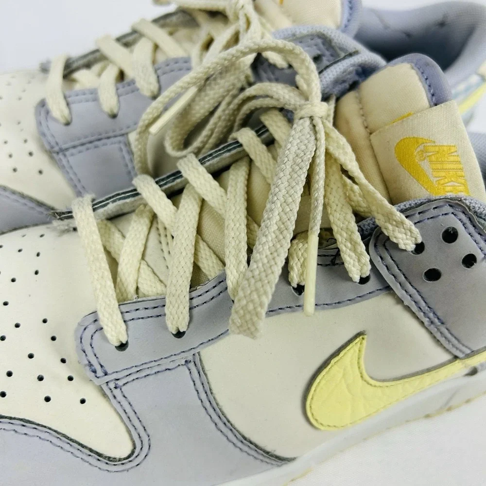 Nike Dunk Low Shoes Girls 6.5Y Purple Yellow Gingham Sneakers FJ4641-536